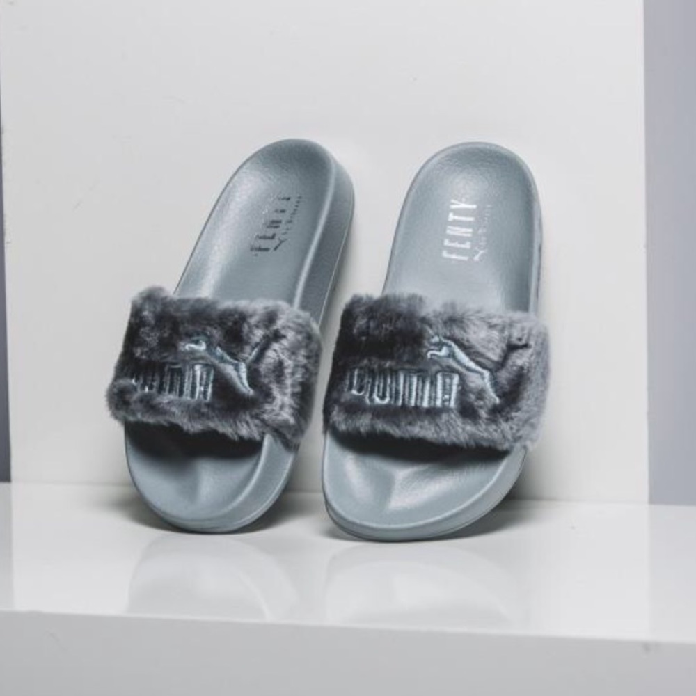 Puma x Fenty Faux Fur Slides Grey